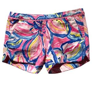 Lilly Pulitzer Adair Shorts 4"‎ Pink Sunset The Sunny Side Fringe Trim  Size 2